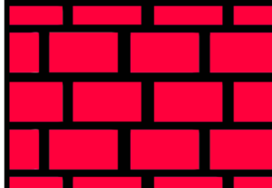 A graphic red brick wall pattern with black mortar lines